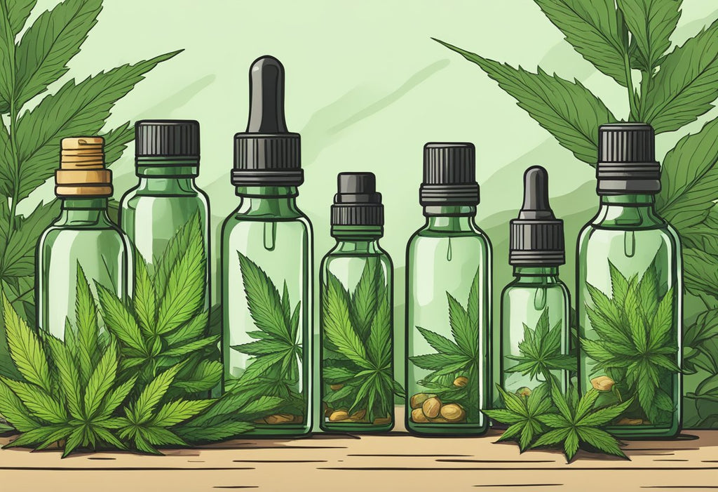 cannabis oil in bottles illustration